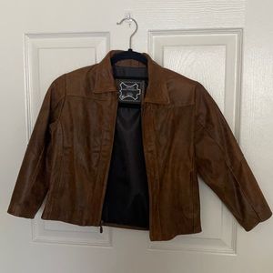Kid brown leather jacket from Leon, Guanajuato, MX